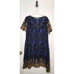 Size Medium Soft Surroundings Indira 100% Rayon Dress Sequin Embellished Pockets